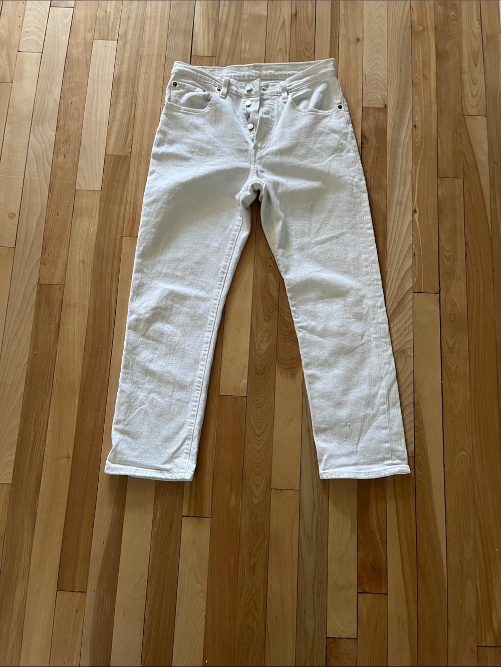 LEVI’S 501 premium denim White High-Rise Button-Fly Jeans